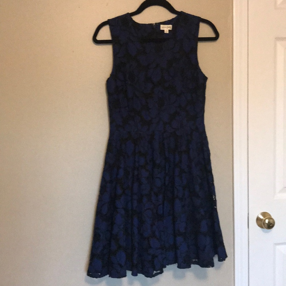 Navy and Black Floral Lace Dress